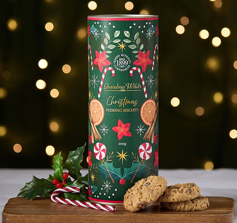 Grandma Wild's Christmas Candycane Christmas Pudding Biscuits Tube 200g - Pure Apotheca