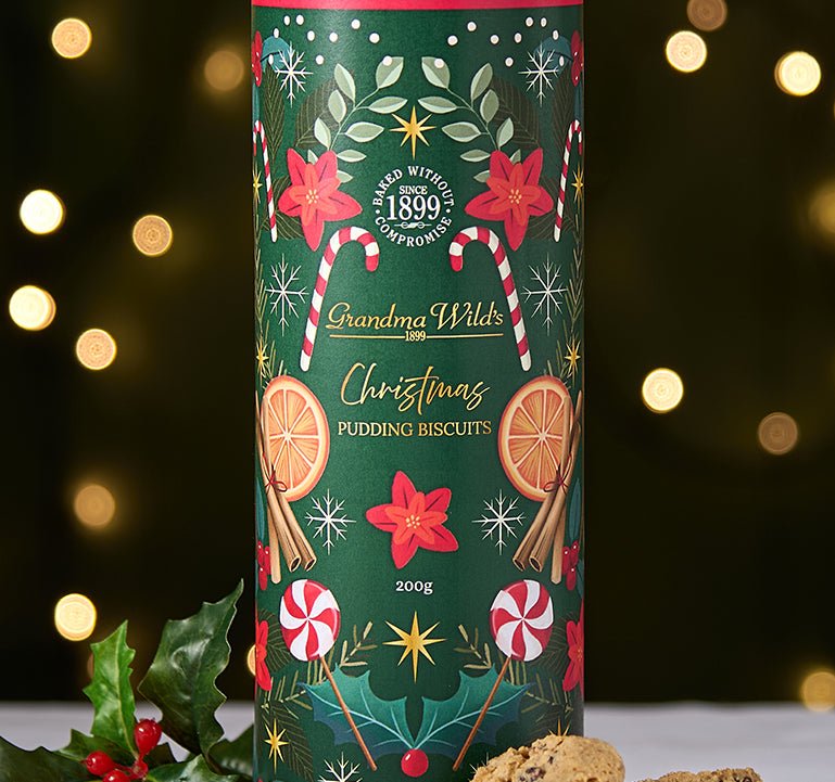 Grandma Wild's Christmas Candycane Christmas Pudding Biscuits Tube 200g - Pure Apotheca