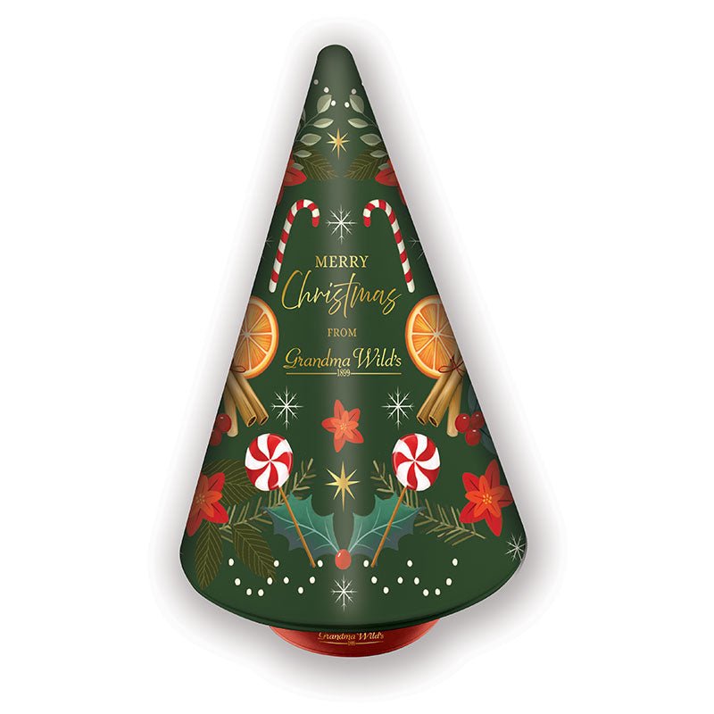 Grandma Wild's Christmas Candycane Musical Rotating Tree Tin 250g - Pure Apotheca