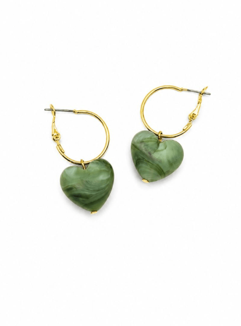 Green Plump Heart Hoops - Pure Apotheca