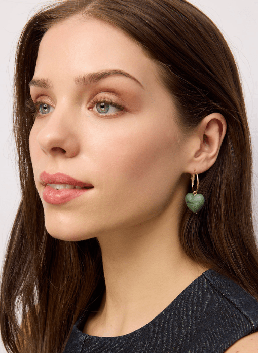 Green Plump Heart Hoops - Pure Apotheca