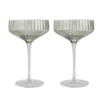 Green Ribbed Coupe Glass Set/2 - Pure Apotheca