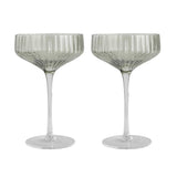 Green Ribbed Coupe Glass Set/2 - Pure Apotheca