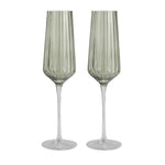 Green Ribbed Flute Glass Ribbed Set/2 - Pure Apotheca