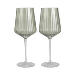 Green Ribbed Wine Glass Set/2 - Pure Apotheca