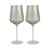Green Ribbed Wine Glass Set/2 - Pure Apotheca