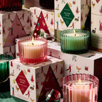 Green Tinted Glass Candle in Holiday Merry Box - Balsam & Fir 4.5oz/127g - Pure Apotheca