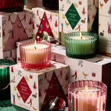 Green Tinted Glass Candle in Holiday Merry Box - Balsam & Fir 4.5oz/127g - Pure Apotheca