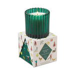 Green Tinted Glass Candle in Holiday Merry Box - Balsam & Fir 4.5oz/127g - Pure Apotheca