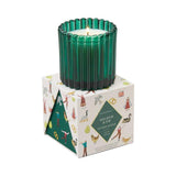 Green Tinted Glass Candle in Holiday Merry Box - Balsam & Fir 4.5oz/127g - Pure Apotheca