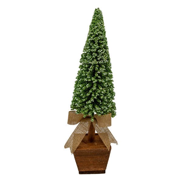 GREEN TREE IN NATURAL WOOD POT SMALL - Pure Apotheca