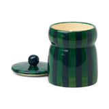Green/Navy Striped Cabana Candle with Lid - Balsam Fir 184g - Pure Apotheca