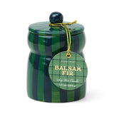 Green/Navy Striped Cabana Candle with Lid - Balsam Fir 184g - Pure Apotheca