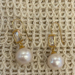 Hailey Crystal & Pearl Gold Hook Earring - Pure Apotheca