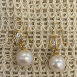 Hailey Crystal & Pearl Gold Hook Earring - Pure Apotheca