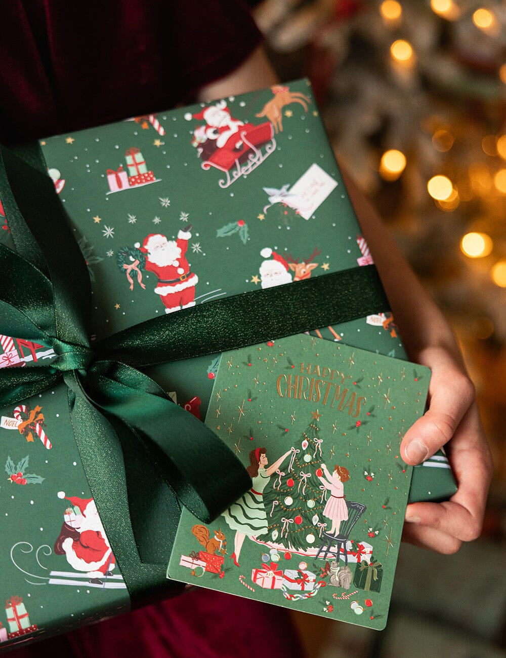 Happy Christmas Tree Decorating Christmas Card - Pure Apotheca