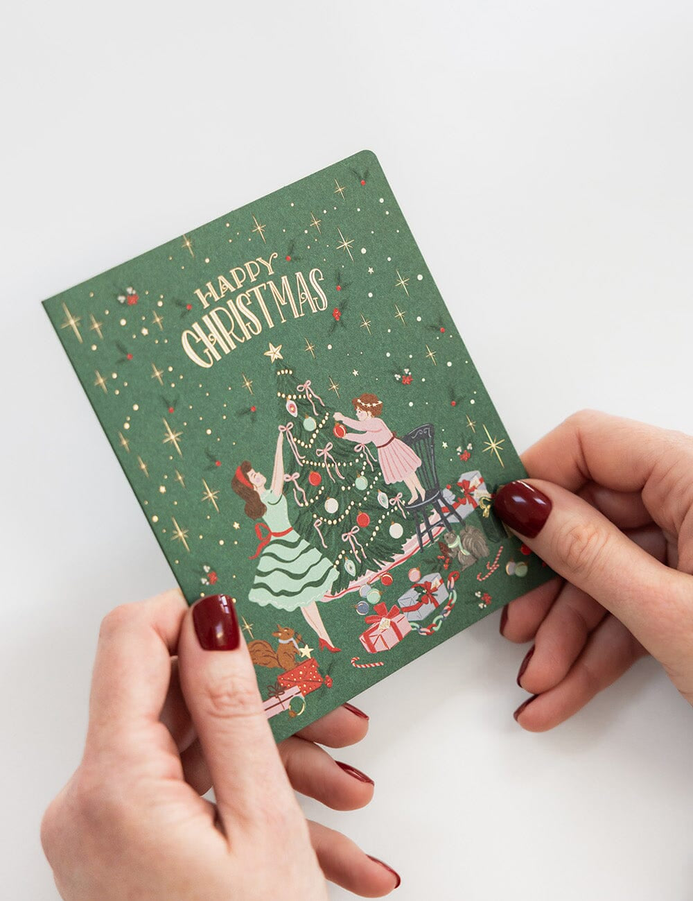 Happy Christmas Tree Decorating Christmas Card - Pure Apotheca