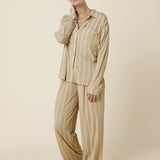 Harlow Bamboo Striped PJ Set Biscuit - Pure Apotheca