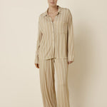 Harlow Bamboo Striped PJ Set Biscuit - Pure Apotheca