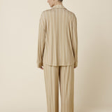 Harlow Bamboo Striped PJ Set Biscuit - Pure Apotheca
