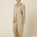 Harlow Bamboo Striped PJ Set Biscuit - Pure Apotheca