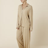 Harlow Bamboo Striped PJ Set Biscuit - Pure Apotheca
