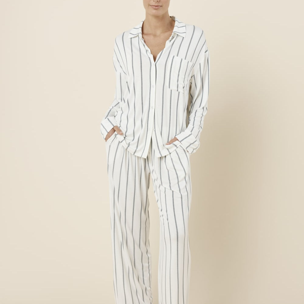 Harlow Bamboo Striped PJ Set Ivory - Pure Apotheca
