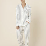 Harlow Bamboo Striped PJ Set Ivory - Pure Apotheca
