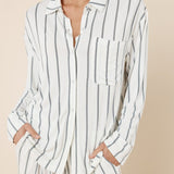 Harlow Bamboo Striped PJ Set Ivory - Pure Apotheca