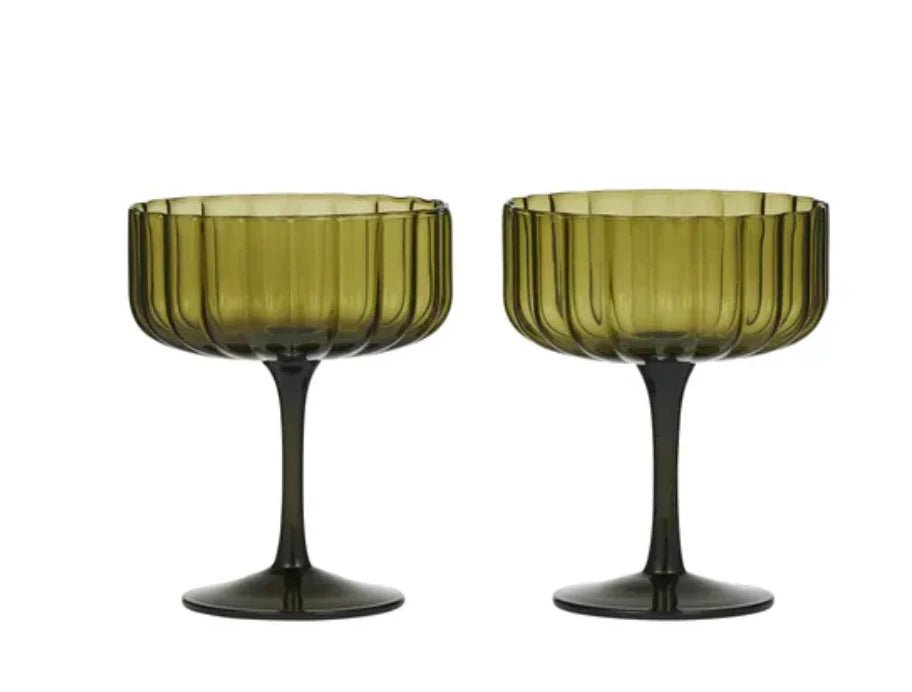 Hazel Glass Coupe Olive Set/2 - Pure Apotheca