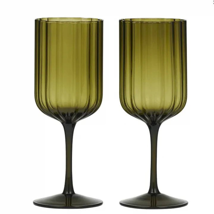 Hazel Wine Glass Olive Set/2 - Pure Apotheca