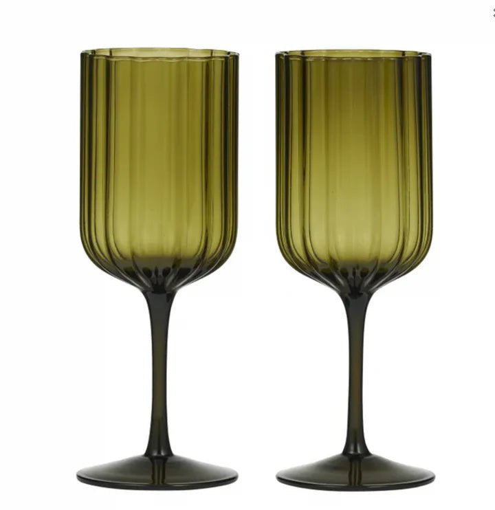 Hazel Wine Glass Olive Set/2 - Pure Apotheca