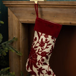 Heirloom Crewel Red Floral Stocking - Pure Apotheca