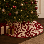 Heirloom Crewelwork Red Floral Tree Skirt - Pure Apotheca