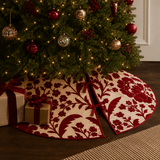 Heirloom Crewelwork Red Floral Tree Skirt - Pure Apotheca