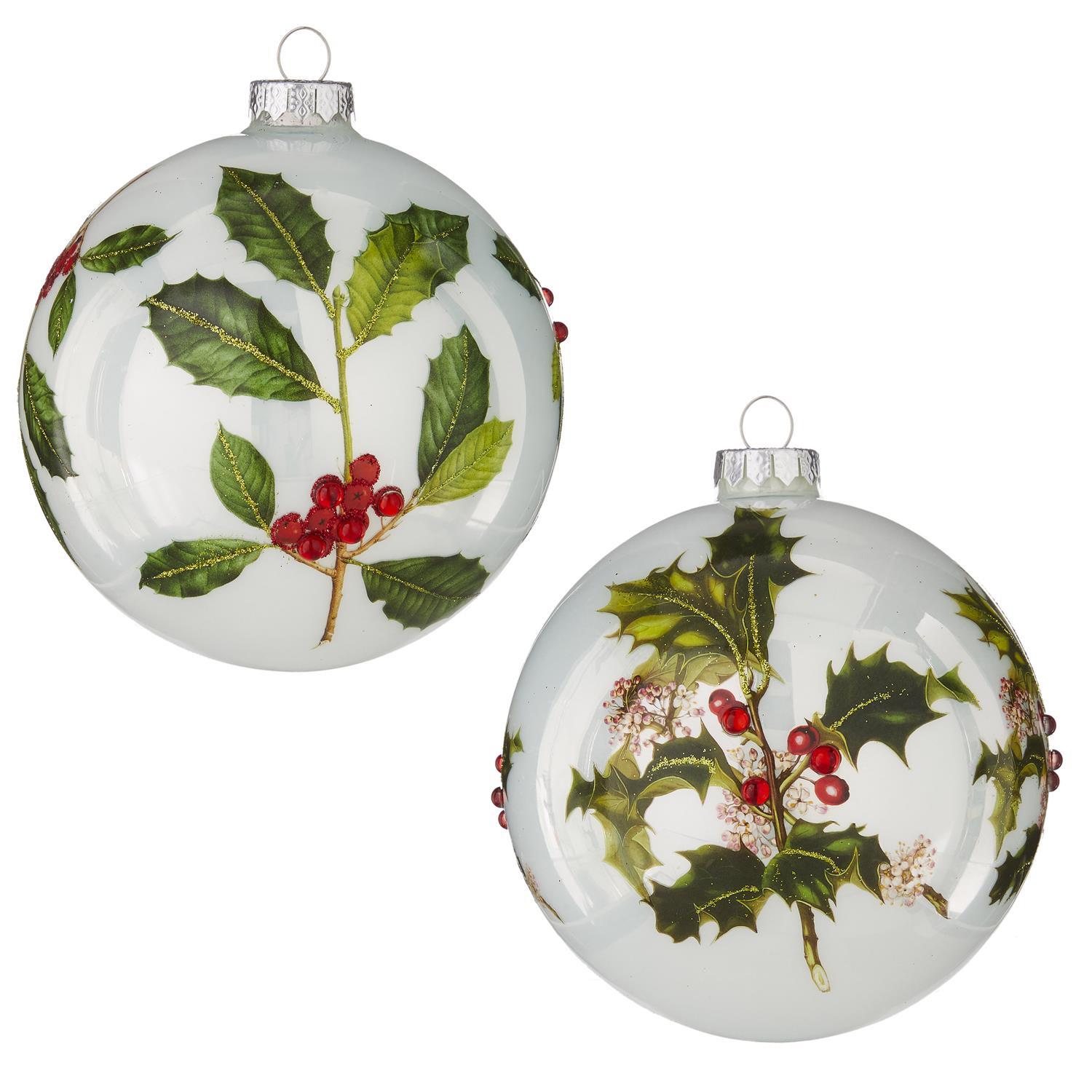 HOLIDAY FLORAL JEWELLED BALL HANGING ORNAMENT 2 ASSTD - Pure Apotheca