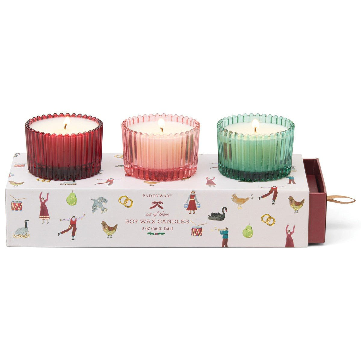 Holiday Ribbed Candles Mercury Glass Boxed Gift Set/3 56g/ea - Pure Apotheca