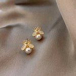 Honeybee Gold Pearl Earrings - Pure Apotheca