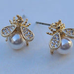 Honeybee Gold Pearl Earrings - Pure Apotheca