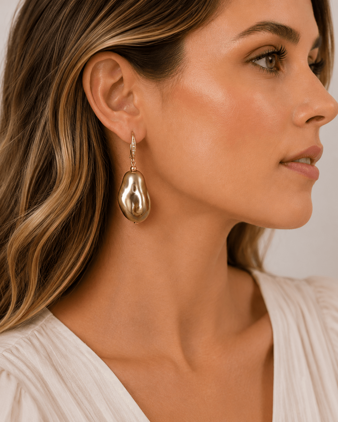 Immie Champagne Baroque Shell Pearl Earring - Pure Apotheca