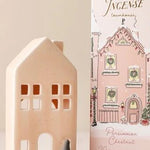 Incense Cone Holiday Pink Ceramic Townhouse with 20 Incense Cones - Persimmon Chestnut - Pure Apotheca