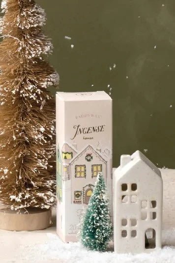 Incense Cone Holiday White Ceramic House Teakwood Tobacco - Pure Apotheca