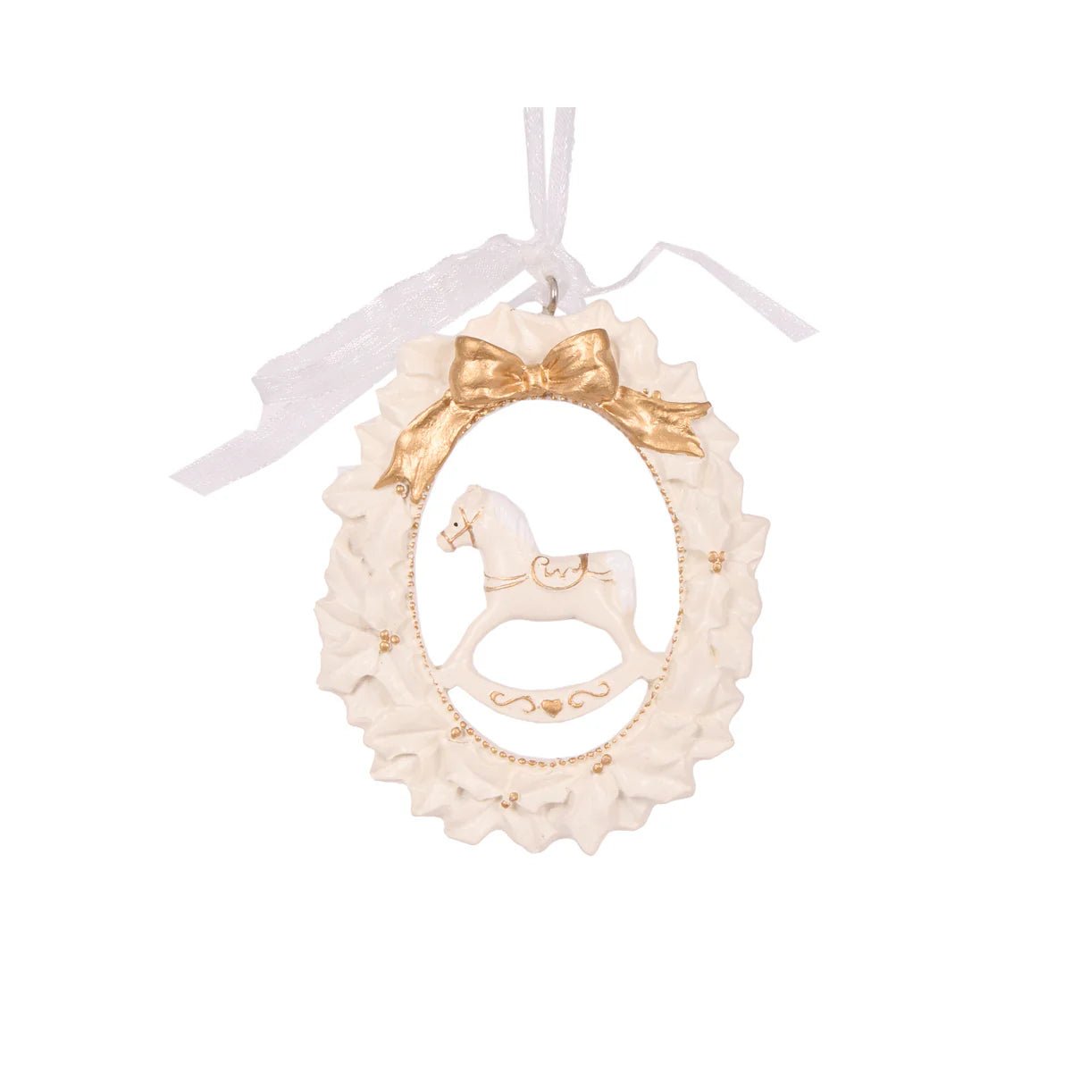 IVORY AND GOLD ROCKING HORSE ORNAMENT - Pure Apotheca
