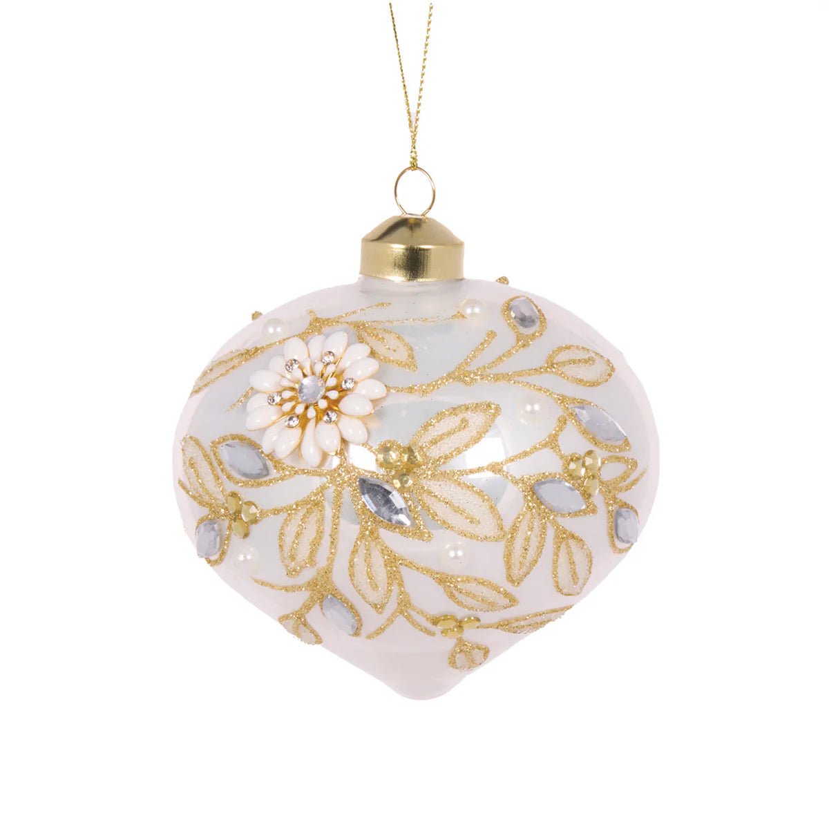 IVORY EMBELLISHED FOLIAGE ONION BAUBLE - Pure Apotheca