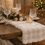 Ivory Faux Fur Table Runner 150x30cm - Pure Apotheca