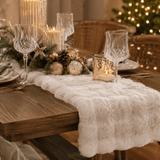 Ivory Faux Fur Table Runner 150x30cm - Pure Apotheca