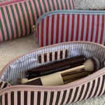 Jayne Stripe Makeup Bag Red/Sky Blue - Pure Apotheca