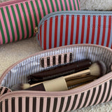 Jayne Stripe Makeup Bag Red/Sky Blue - Pure Apotheca