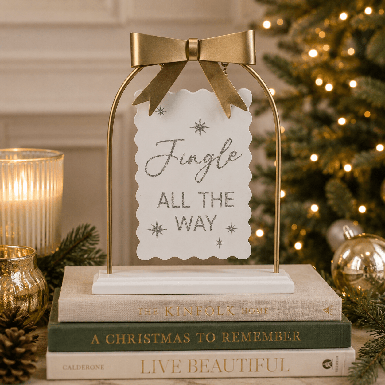 Jingle All The Way Champagne Table Sign - Pure Apotheca