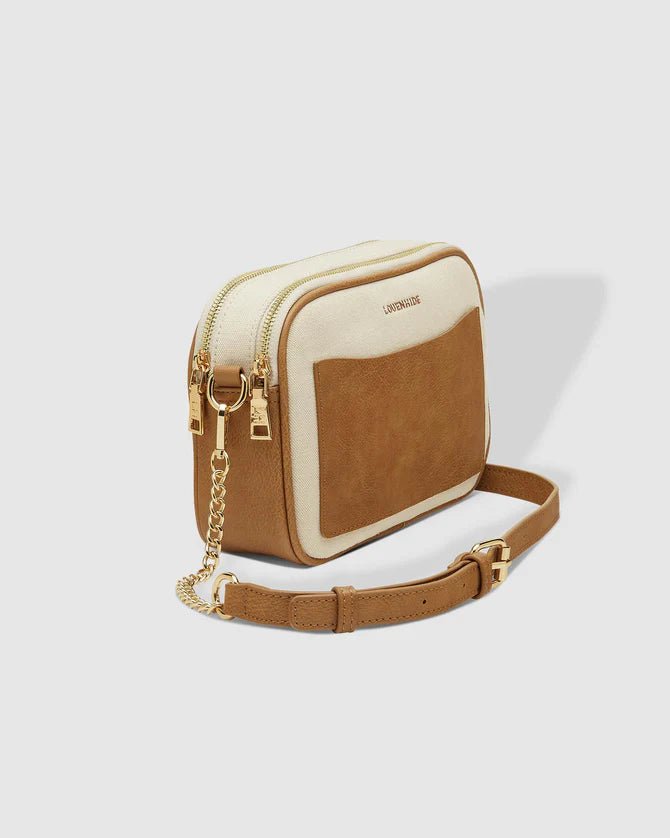 Jolene Cream Camel Canvas Crossbody Bag - Pure Apotheca